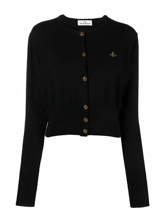 Bea ORB Embroidered Logo Crop Cardigan Black - VIVIENNE WESTWOOD - BALAAN 2