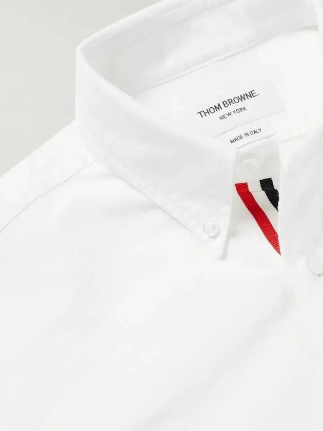 Oxford Grosgrain Placket Cotton Long Sleeve Shirt White - THOM BROWNE - BALAAN 5