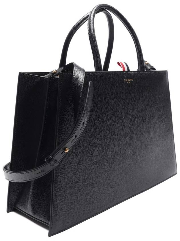 Medium Leather Trapeze Tote Bag Black - THOM BROWNE - BALAAN 4