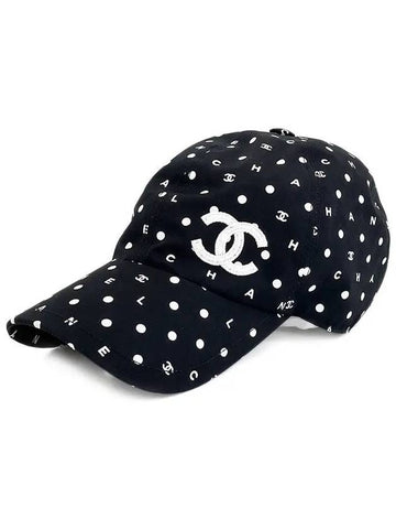 CC logo lettering ball cap black white 4ET1571 - CHANEL - BALAAN 1