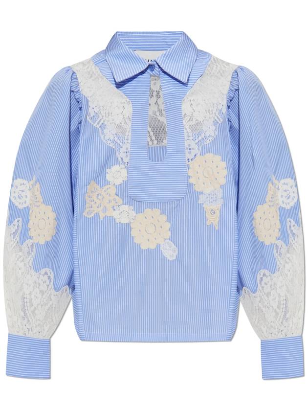 Munthe Shirt With Lace Inserts, Women's, Blue - MUNTHE - BALAAN 1