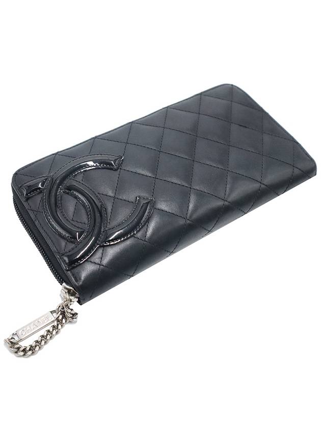 Chanel A50078 Black Lambskin Patent COCO Logo Cambon Zipper Long Wallet 18th - CHANEL - BALAAN 4