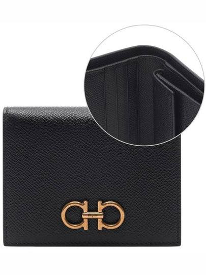 Gancini Compact Half Wallet Black - SALVATORE FERRAGAMO - BALAAN 2