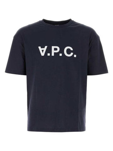 Logo Print Crew Neck Short Sleeve T-Shirt Navy - A.P.C. - BALAAN 1