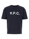 Logo Print Crew Neck Short Sleeve T-Shirt Navy - A.P.C. - BALAAN 1