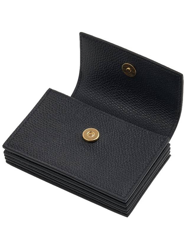 V Logo Flapover Card Wallet Black - VALENTINO - BALAAN 8