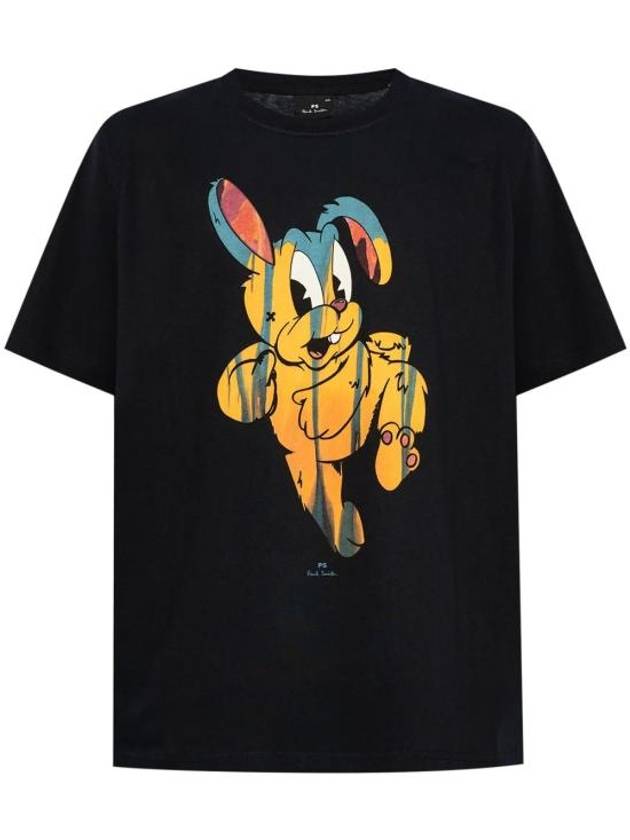 Painted Bunny Print Short Sleeve T-Shirt Navy - PAUL SMITH - BALAAN 1