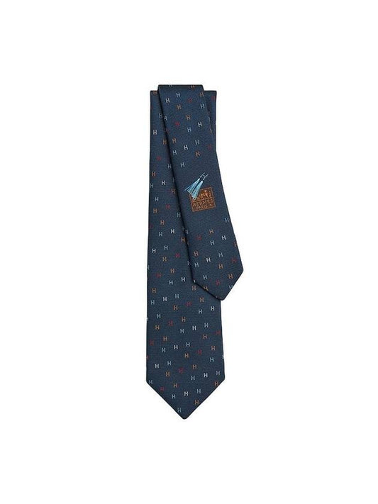 H Scintillant Silk Tie Navy - HERMES - BALAAN 2