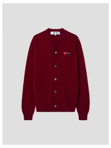 Unisex double heart wappen spring fall cardigan burgundy domestic product GM0024010927788 - COMME DES GARCONS PLAY - BALAAN 1