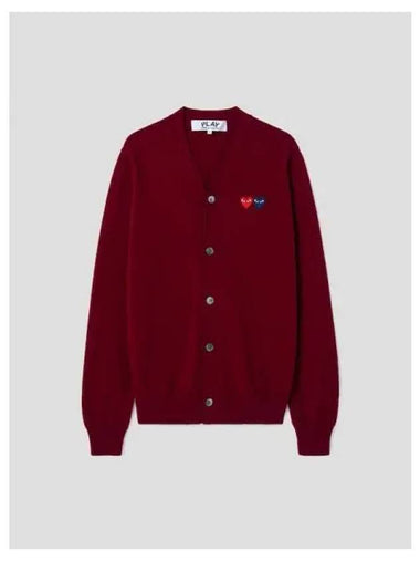 Unisex double heart wappen spring fall cardigan burgundy domestic product GM0024010927788 - COMME DES GARCONS PLAY - BALAAN 1