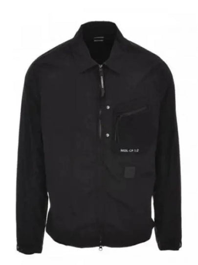 Flatt Nylon Logo Patch Zip Up Long Sleeve Shirt Black - CP COMPANY - BALAAN 2