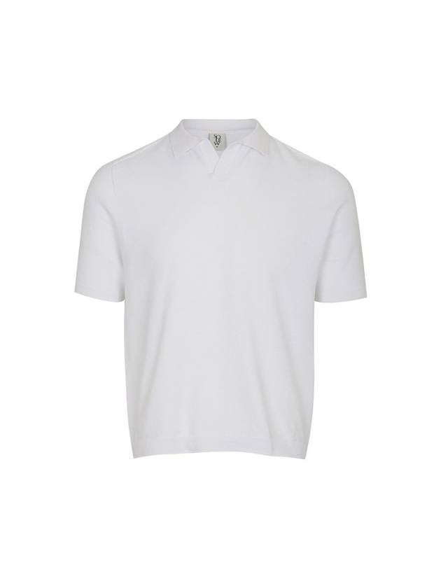 Men's Open Collar Short Sleeve Knit Top Off White - SOLEW - BALAAN 2