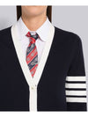 Cotton Hector Pointelle 4 Bar V Neck Cardigan Navy - THOM BROWNE - BALAAN 6