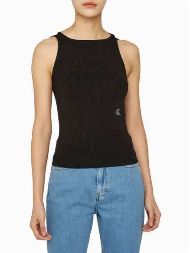 JEANS CK Women s Black Tie Detail Sweater Tank Top J223150 BEH - CALVIN KLEIN - BALAAN 1