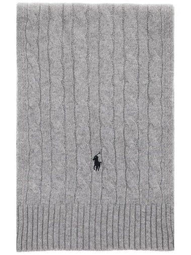 Pony Cable Knit Scarf Grey - POLO RALPH LAUREN - BALAAN 1