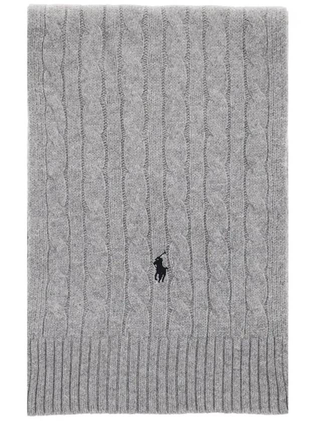 Pony Cable Knit Scarf Grey - POLO RALPH LAUREN - BALAAN 3