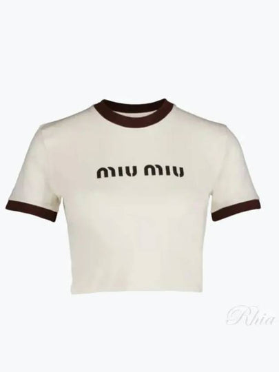 Logo Short Sleeve T-Shirt White - MIU MIU - BALAAN 2