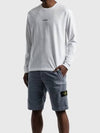 Stencil Three Print Long Sleeve T-Shirt White - STONE ISLAND - BALAAN 4