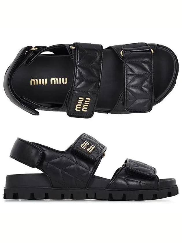 Sporty Matelasse Nappa Leather Sandals Black - MIU MIU - BALAAN 5