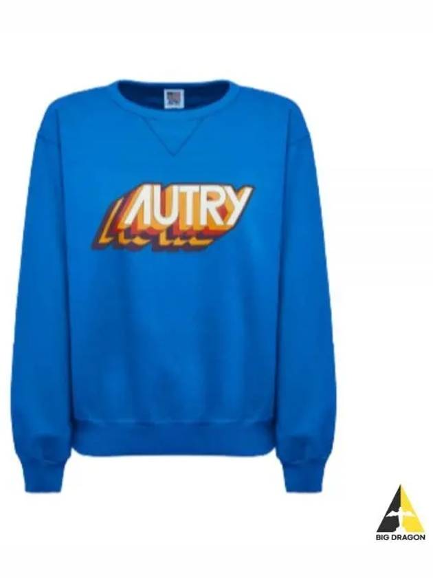 Aerobics Logo Print Cotton Sweatshirt Blue - AUTRY - BALAAN 2