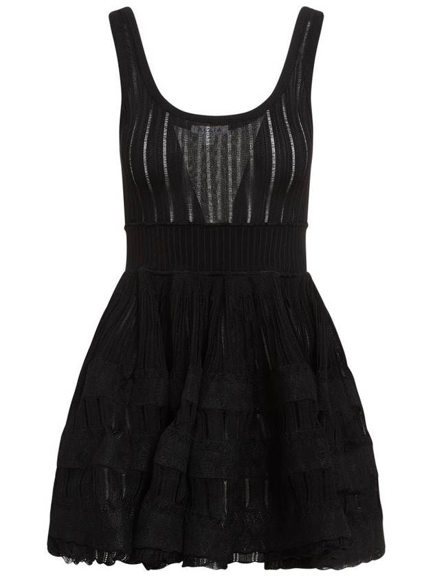 sleeveless crinoline skater short dress black - ALAIA - BALAAN 2