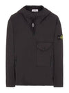 Supima Logo Patch Cotton Twill Anorak Black - STONE ISLAND - BALAAN 2