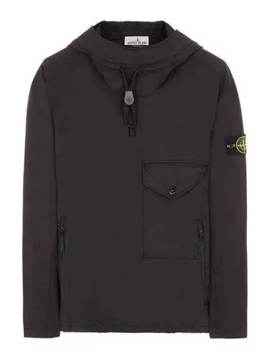 Supima Logo Patch Cotton Twill Anorak Black - STONE ISLAND - BALAAN 2