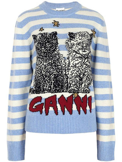 Embroidered Sweatshirt Blue - GANNI - BALAAN 2