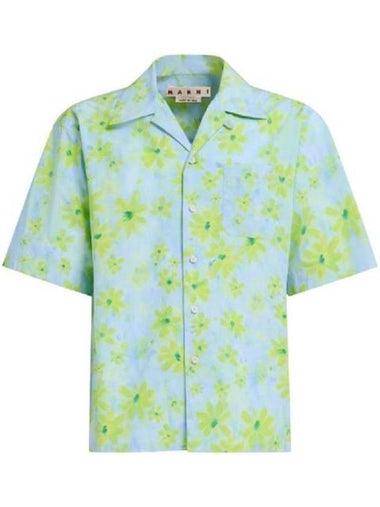 Parade Print Bowling Poplin Short Sleeve Shirt Light Green - MARNI - BALAAN 1