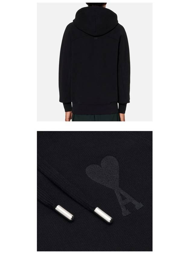 Heart Logo Cotton Hoodie Black - AMI - BALAAN 6