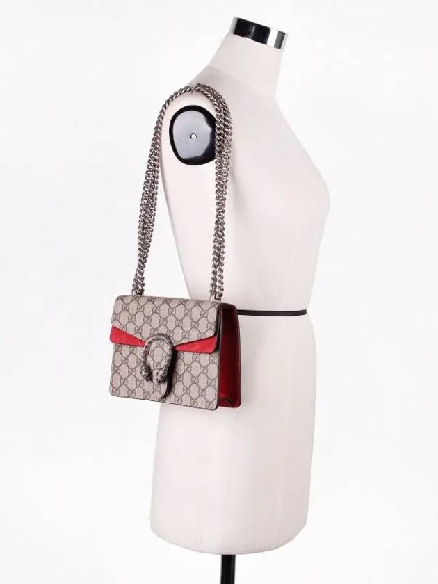 Dionysus GG Supreme Chain Small Canvas Shoulder Bag Beige Red - GUCCI - BALAAN 5