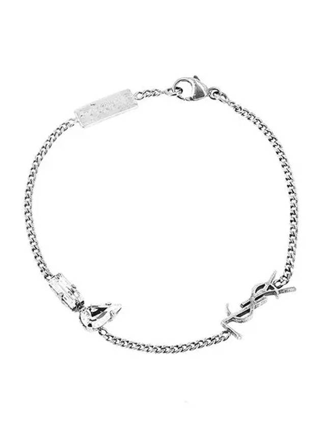 Opyum Charm Bracelet In Metal And Rhinestone Oxidized Silver - SAINT LAURENT - BALAAN 3