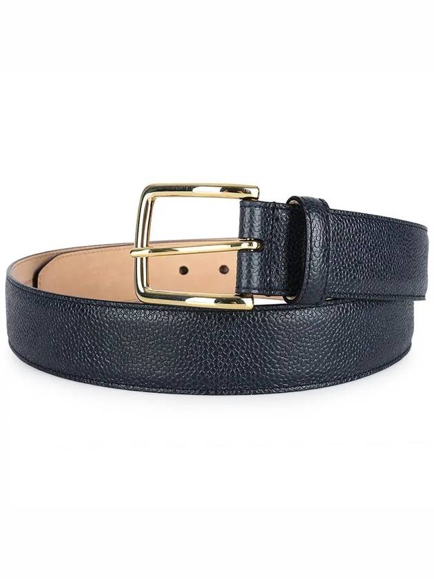 4 Bar Classic Grain Leather Belt Navy - THOM BROWNE - BALAAN 3