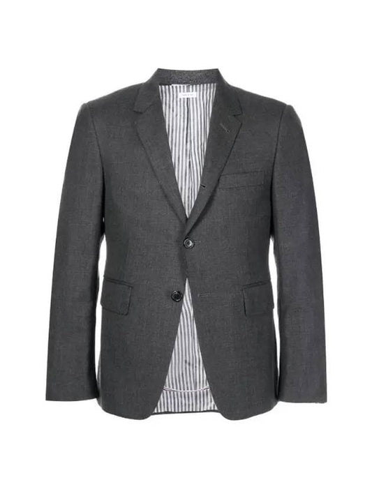 Super 120S Wool Twill Single Breasted Classic Jacket Dark Grey - THOM BROWNE - BALAAN 1