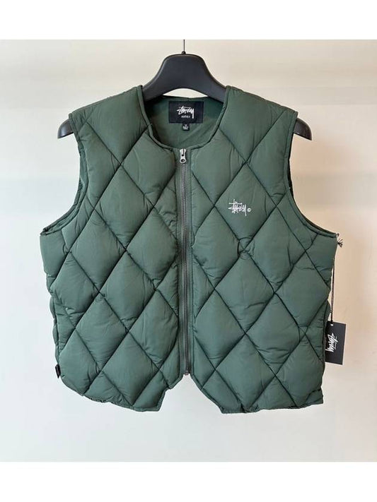 AU Australian Graffiti Quilted Padding Vest ST1L0493 Olive WOMENS - STUSSY - BALAAN 1