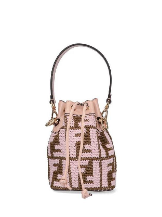 Mon Tresor Raffia Small Bucket Bag Pink - FENDI - BALAAN 2