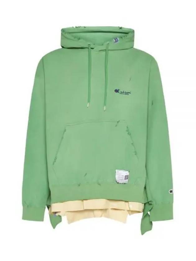 MAISON 23 A10HD591 GREEN Distressed Effect Oversized Hoodie - MIHARA YASUHIRO - BALAAN 2