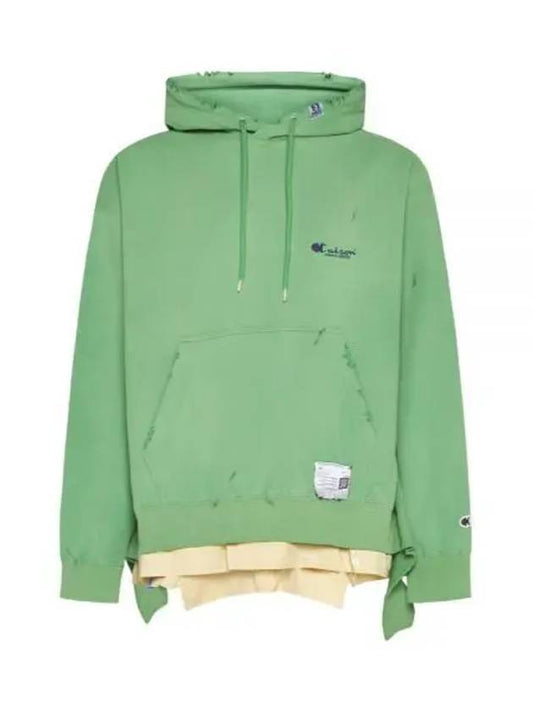 Distressed Effect Oversized Hoodie Green - MIHARA YASUHIRO - BALAAN 2