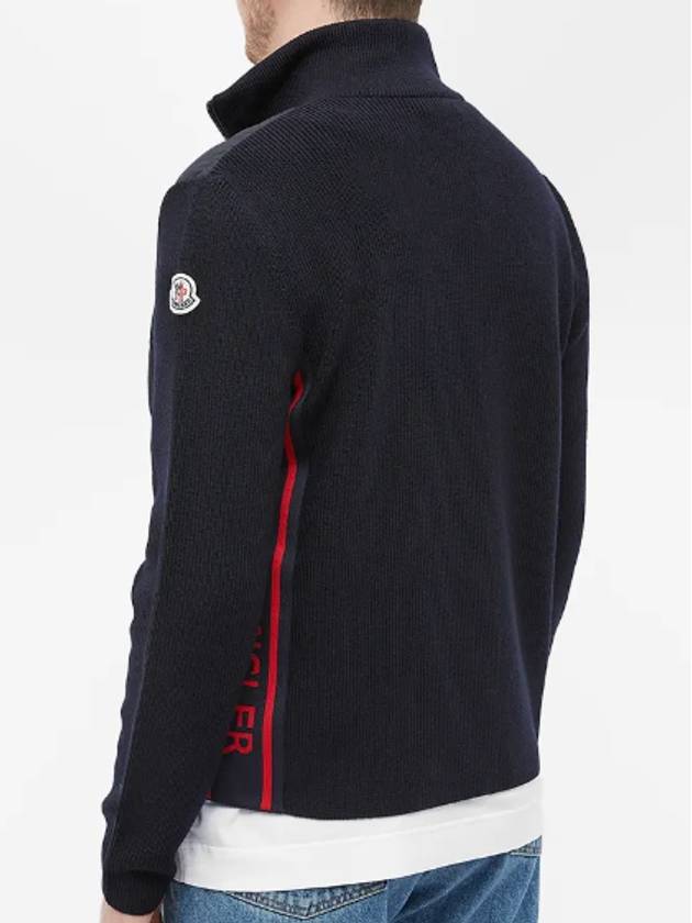 Men's Logo Patch Arm Padded Cardigan Navy - MONCLER - BALAAN 4