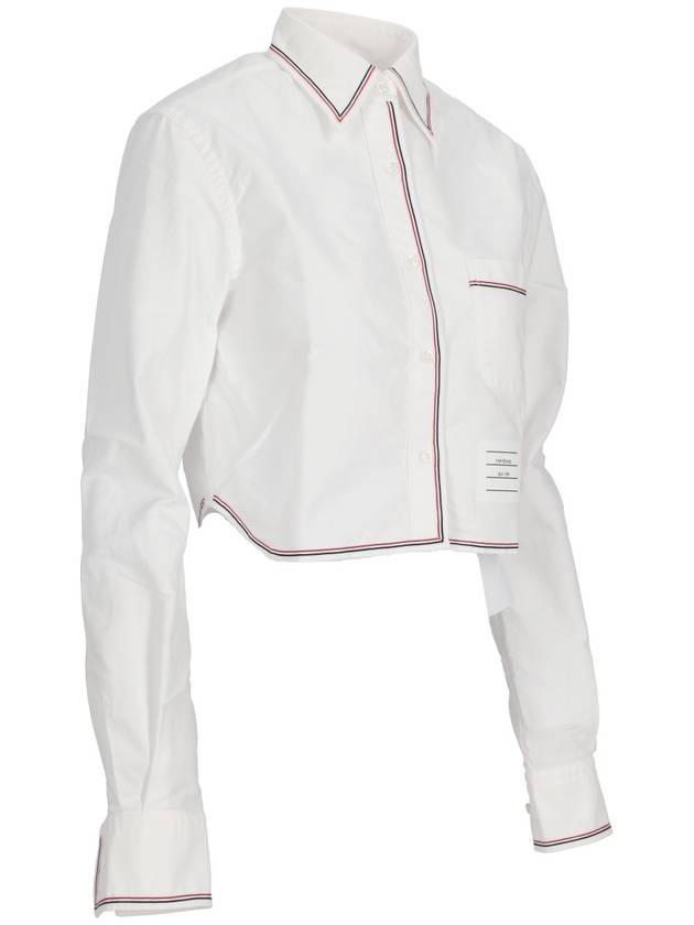 Classic cropped point collar shirt white - THOM BROWNE - BALAAN 4