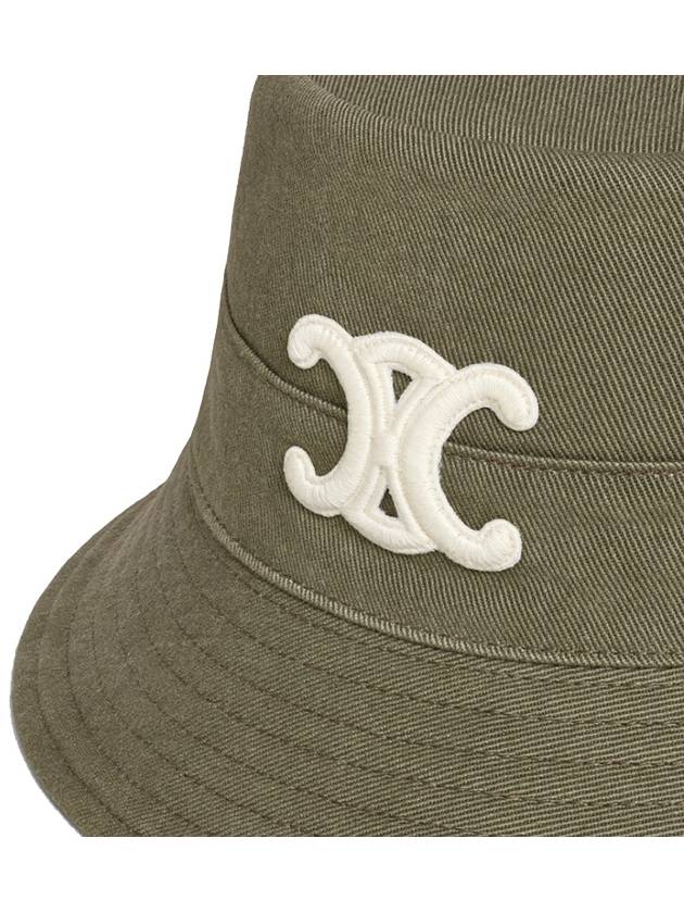 Triomphe Cotton Gabardine Bucket Hat Khaki - CELINE - BALAAN 4