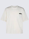 Leather Detailing Short Sleeve T-Shirt Ivory - BOTTEGA VENETA - BALAAN 3