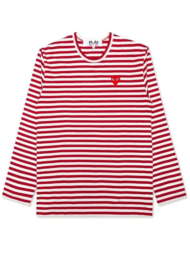 12th Anniversary Red Heart Stripe TShirt AZ T164 051 4 - COMME DES GARCONS - BALAAN 2