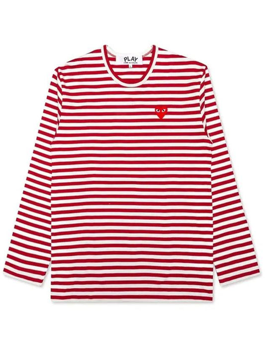 12th Anniversary Red Heart Stripe TShirt AZ T164 051 4 - COMME DES GARCONS - BALAAN 2