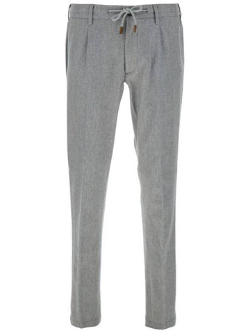 Grey Pants With Elastic Drawstring Waist In Wool And Cashmere Blend Stretch Woman - ELEVENTY MILANO - BALAAN 1