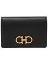 Gancini Leather Card Wallet Black - SALVATORE FERRAGAMO - BALAAN 2