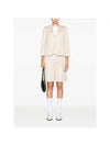 Round Collar Single Breasted Blazer Jacket Beige - THOM BROWNE - BALAAN 3