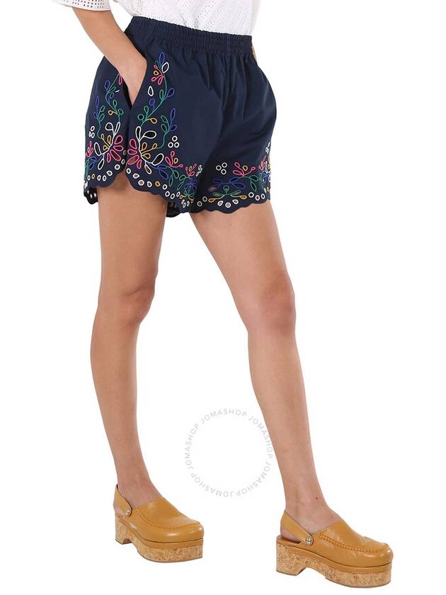 floral embroidery pattern banding shorts navy - CHLOE - BALAAN 3