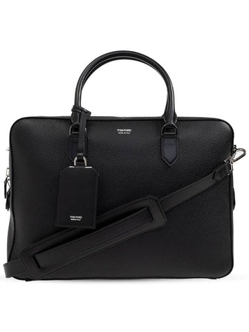 Tom Ford Leather Briefcase, Men's, Black - TOM FORD - BALAAN 1