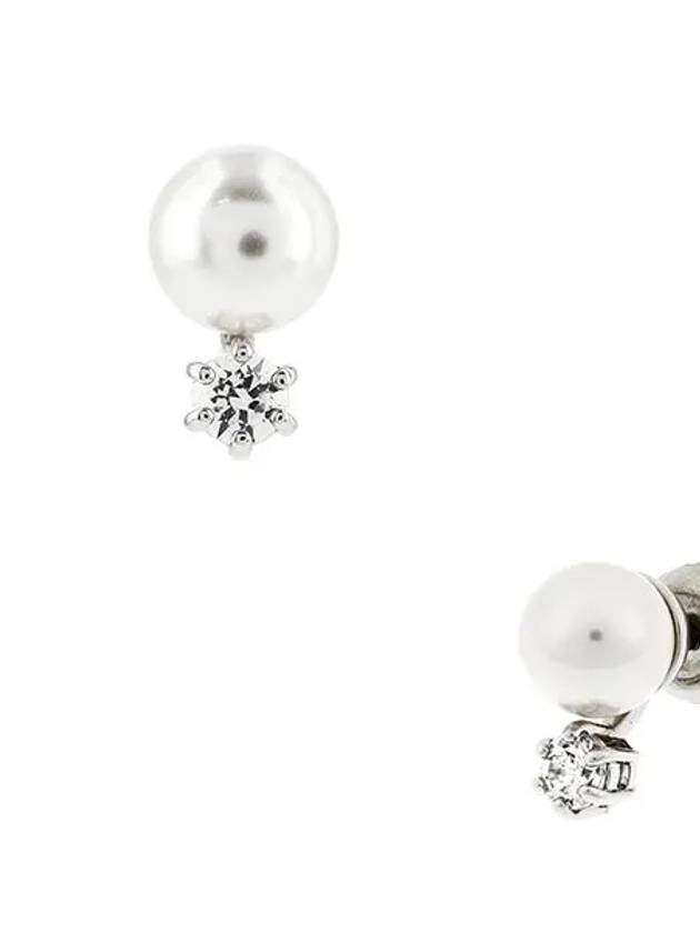 Matrix Stud Rhodium Plated Earrings White - SWAROVSKI - BALAAN 4